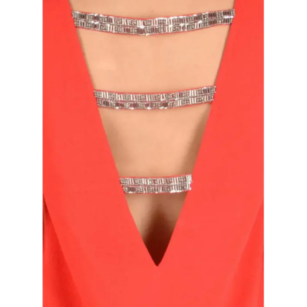 Molly Bracken Red Back Cross Sparkle Dress Size Small NWT